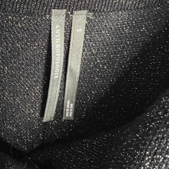 Anthropology Square-Neck Pleated A-Line Lurex Mini Sweater Dress size small - Picture 5 of 6